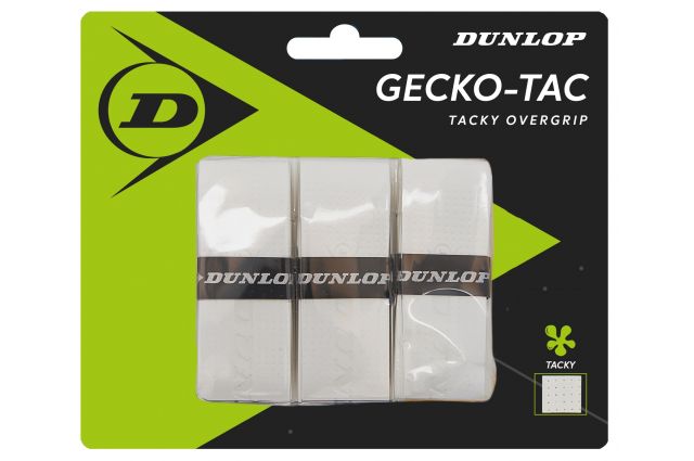 Teniso raketės virš. apvija DUNLOP GECKO-TAC overgrip, white Balta Teniso raketės virš. apvija DUNLOP GECKO-TAC overgrip, white