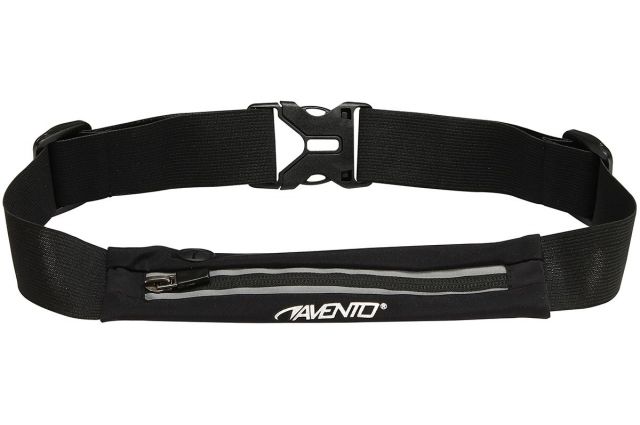 Waistbelt with expandable bag AVENTO 21PA Black/Silver Waistbelt with expandable bag AVENTO 21PA Black/Silver