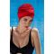 Ladies fabric swimcap with plastic lining and soft headband 3403 40 red Raudona Ladies fabric swimcap with plastic lining and soft headband 3403 40 red
