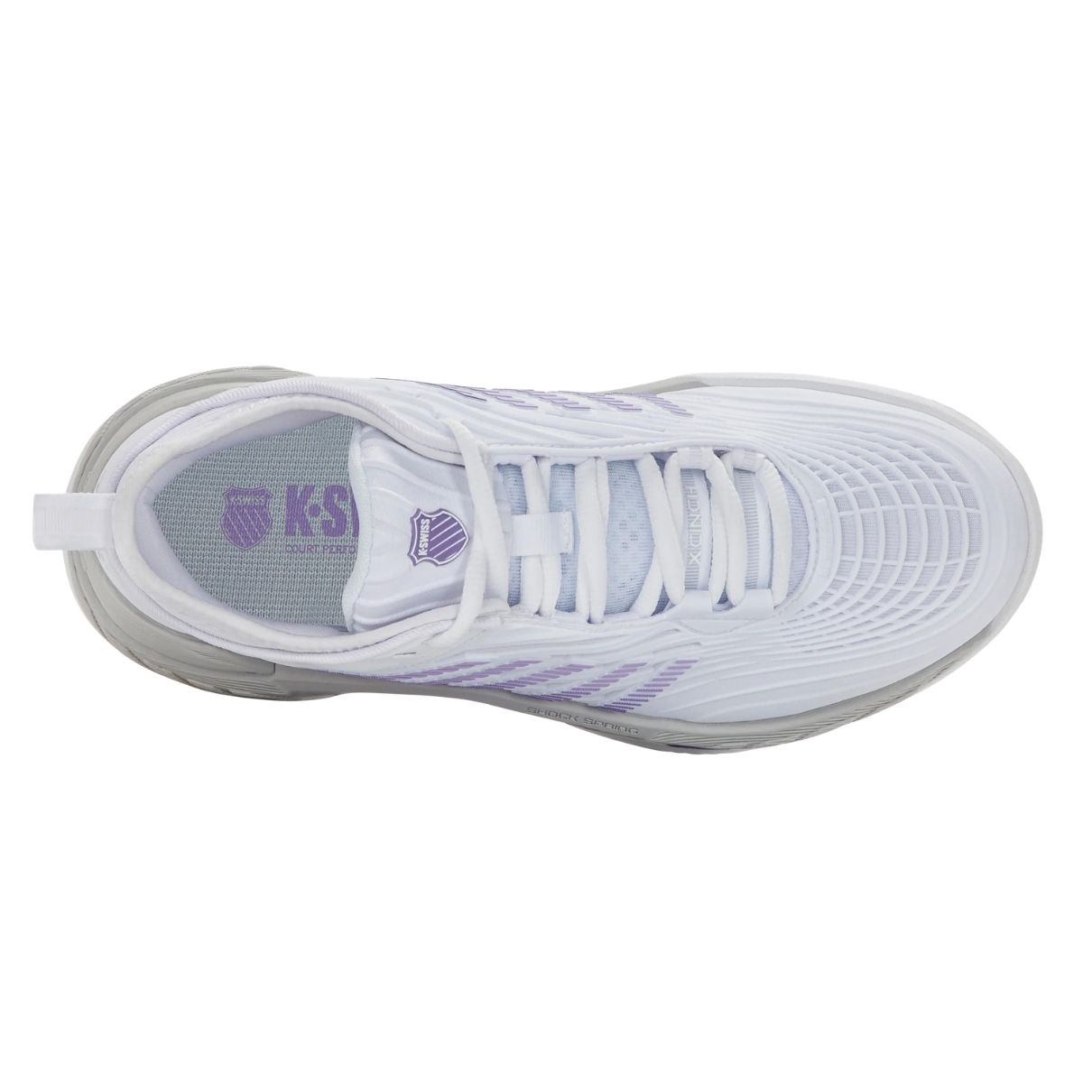 K-Swiss Hypercourt Supreme 2 Clay vir&scaron;us, rai&scaron;teliai ir kulk&scaron;nį apgaubianti vidinė dalis
