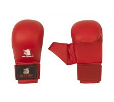Karate gloves Matsuru with velcro closure and a thumb, synthetic leather, S red