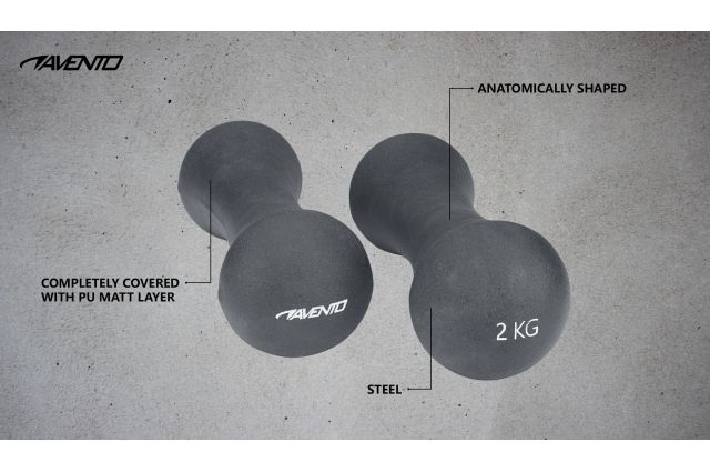 Dumbbells steel/PU AVENTO 42DB 2x2kg Dumbbells steel/PU AVENTO 42DB 2x2kg