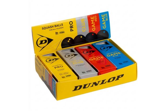 Squash ball DUNLOP Mixed 4x3 box Squash ball DUNLOP Mixed 4x3 box