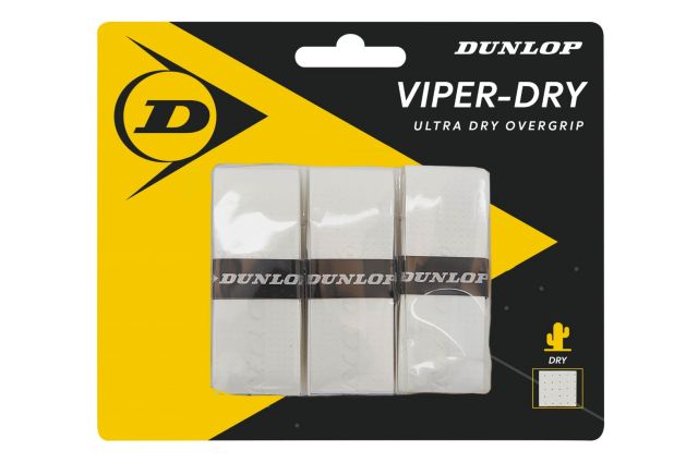 Tennis racket overgrip DUNLOP Viperdry white 3pcs- blister Tennis racket overgrip DUNLOP Viperdry white 3pcs- blister