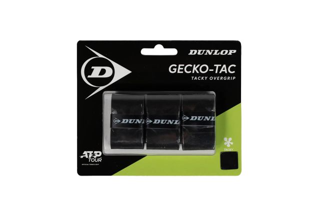 Teniso raketės virš. apvija DUNLOP GECKO-TAC ATP overgrip, black Juoda Teniso raketės virš. apvija DUNLOP GECKO-TAC ATP overgrip, black