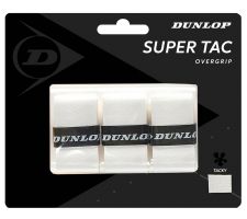 Tennis racket overgrip DUNLOP SUPER TAC, white 3pcs- blister