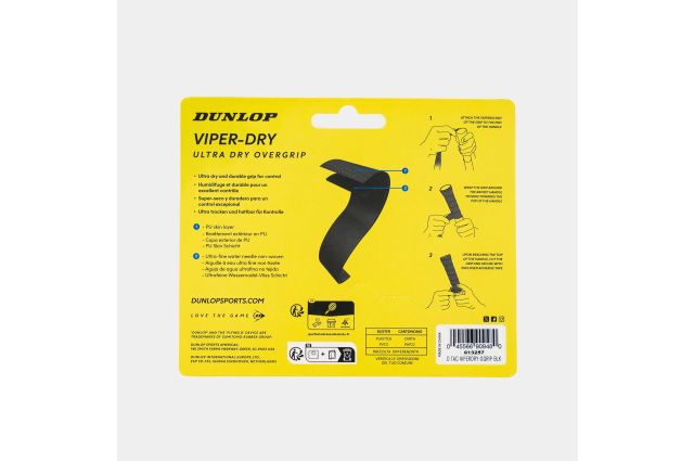 Teniso raketės virš. apvija DUNLOP VIPERDRY ATP overgrip, black Juoda Teniso raketės virš. apvija DUNLOP VIPERDRY ATP overgrip, black