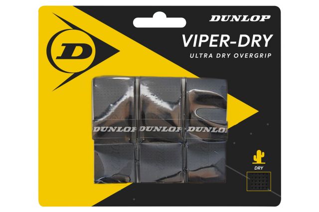 Tennis racket overgrip DUNLOP Viperdry black 3pcs- blister Tennis racket overgrip DUNLOP Viperdry black 3pcs- blister