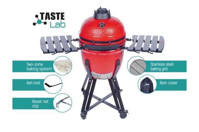 Ceramic barbecue KAMADO TasteLab 18'' Red with accessories Ceramic barbecue KAMADO TasteLab 18'' Red with accessories