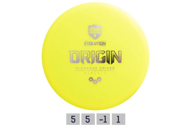 Discgolf DISCMANIA Midrange Driver NEO ORIGIN Evolution Yellow 5/5/-1/1 Discgolf DISCMANIA Midrange Driver NEO ORIGIN Evolution Yellow 5/5/-1/1