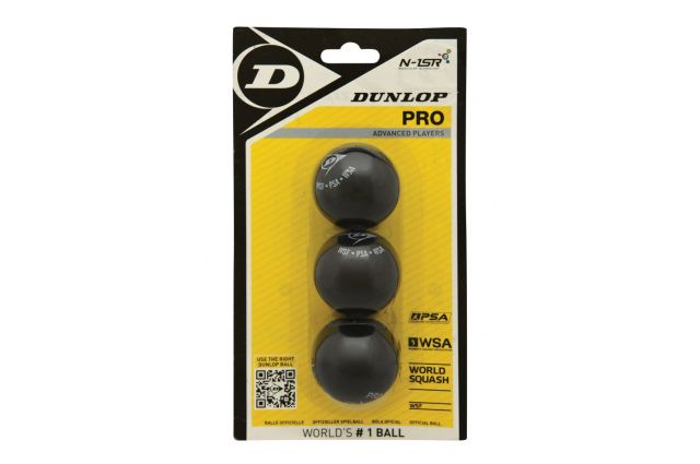 Squash ball Dunlop PRO WSF/PSA Official, 3-blister Squash ball Dunlop PRO WSF/PSA Official, 3-blister