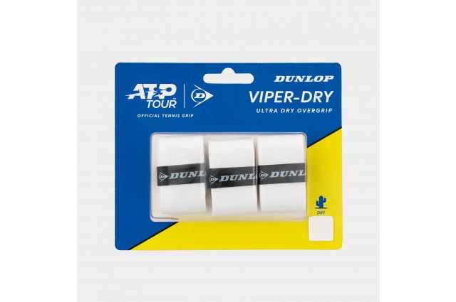 Teniso raketės virš. apvija DUNLOP VIPERDRY ATP overgrip, white Balta Teniso raketės virš. apvija DUNLOP VIPERDRY ATP overgrip, white