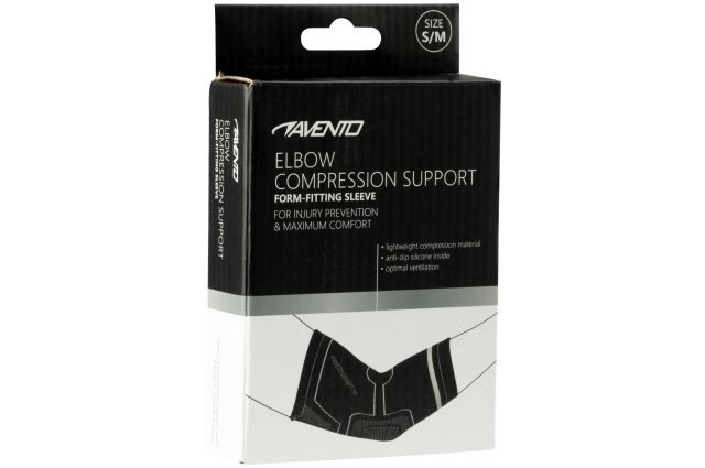 Elbow support with elasticstrap AVENTO 44SB Black/Silver grey L/XL Elbow support with elasticstrap AVENTO 44SB Black/Silver grey L/XL