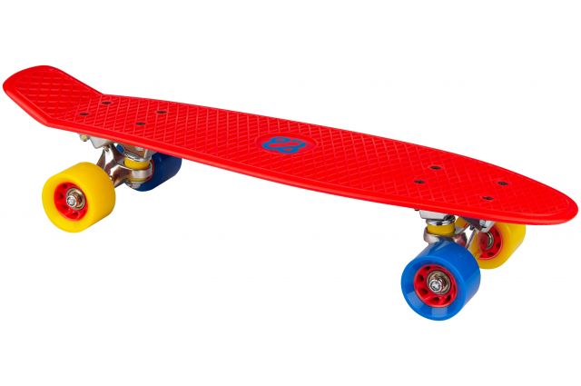 Plastic skateboard NIJDAM SUNSET CRUISER N30BA04 Red/Blue/Yellow, Plastic skateboard NIJDAM SUNSET CRUISER N30BA04 Red/Blue/Yellow
