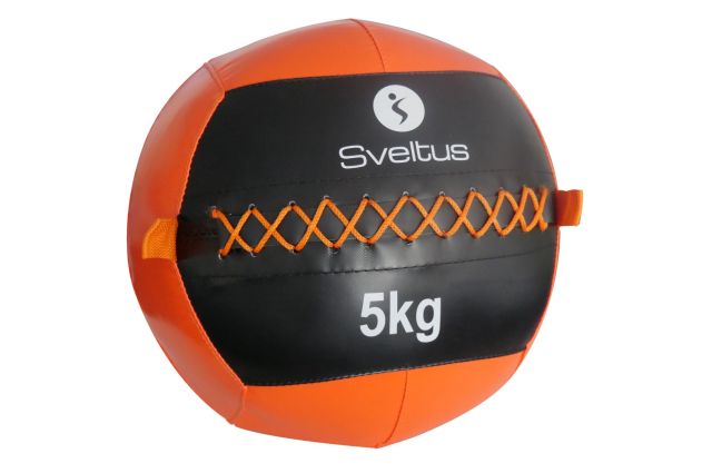 Wall ball SVELTUS 5kg D35cm Orange/Black suitable for throwing