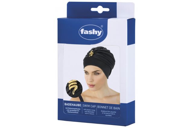 Fabric swimming cap FASHY 3483 20 black, ladies Juoda Fabric swimming cap FASHY 3483 20 black, ladies