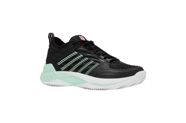 Tennis shoes for ladies K-SWISS HYPERCOURT SUPREME 2 CLAY black/neon mint/white Juoda