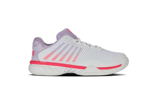 Tennis shoes for ladies K-SWISS HYPERCOURT EXPRESS 2 CLAY white/orchid petal/ neon blaze Balta