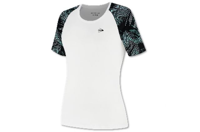 T-shirt for women DUNLOP GAME 2 M white/black/aqua sky Balta /mėlyna/ juoda T-shirt for women DUNLOP GAME 2 M white/black/aqua sky