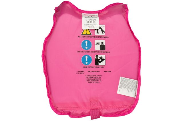 Swimming vest for children WAIMEA, 52ZA ROZ 1-3 years 11-18 kg Pink/Orange/Black