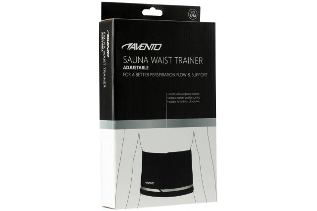 waist trimmer belt AVENTO 44SI adjustable S/M Black/Silver grey waist trimmer belt AVENTO 44SI adjustable S/M Black/Silver grey