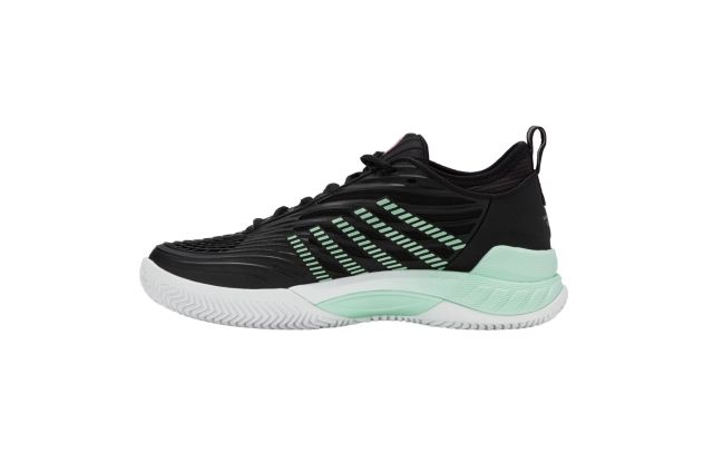 Tennis shoes for ladies K-SWISS HYPERCOURT SUPREME 2 CLAY black/neon mint/white Juoda