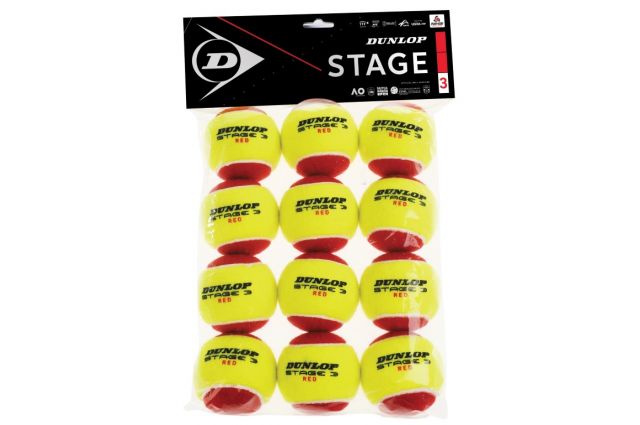 Tennis balls Dunlop STAGE 3 RED 12-polybag ITF Tennis balls Dunlop STAGE 3 RED 12-polybag ITF