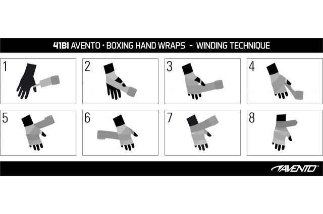 Boxing hand wraps AVENTO 41BI 2,5m Black Boxing hand wraps AVENTO 41BI 2,5m Black