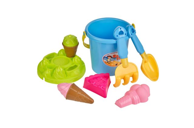 Sand Bucket Happy Summer Set of 8 pcs BECO 95029 Sand Bucket Happy Summer Set of 8 pcs BECO 95029