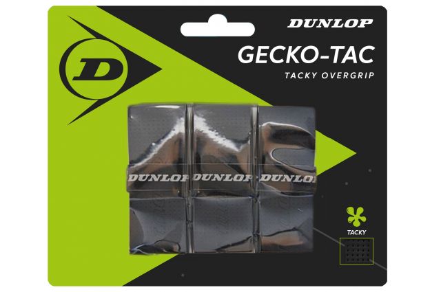Teniso raketės virš. apvija DUNLOP GECKO-TAC overgrip, black Juoda Teniso raketės virš. apvija DUNLOP GECKO-TAC overgrip, black