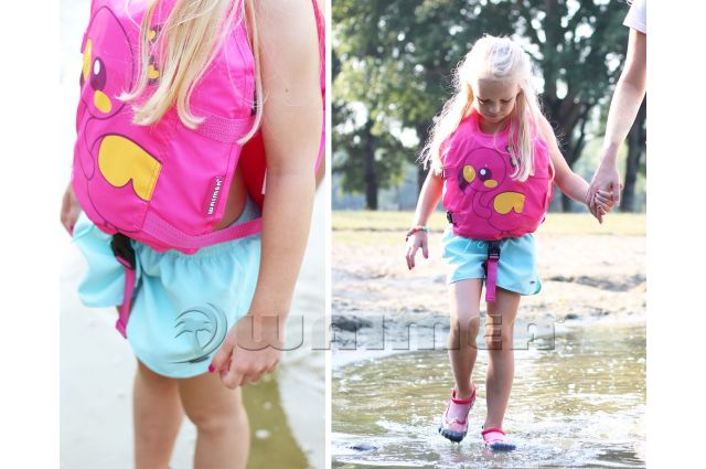 Swimming vest for children WAIMEA, 52ZA ROZ 1-3 years 11-18 kg Pink/Orange/Black