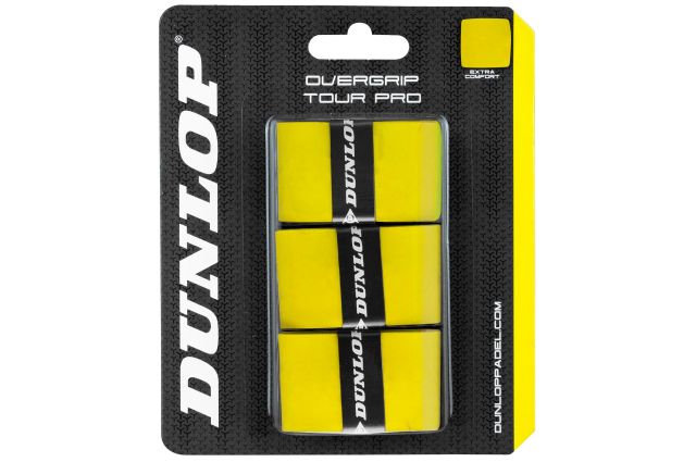 Padel racket overgrip DUNLOP TOUR PRO 3-blister yellow Padel racket overgrip DUNLOP TOUR PRO 3-blister yellow