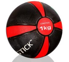 Weight ball GYMSTICK Medicine Ball 1kg D19cm Black/Red for throwing