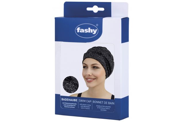 Fabric swimming cap FASHY 3434 black, ladies Juoda Fabric swimming cap FASHY 3434 black, ladies