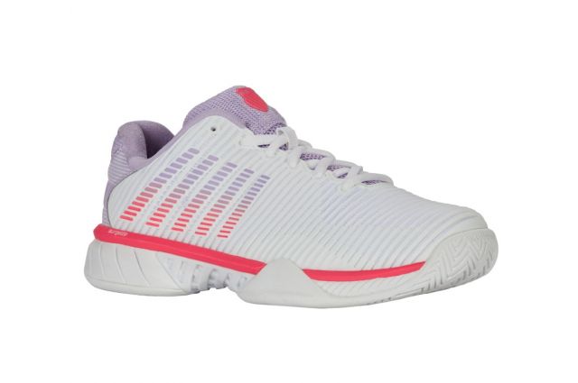 Tennis shoes for ladies K-SWISS HYPERCOURT EXPRESS 2 CLAY white/orchid petal/ neon blaze Balta