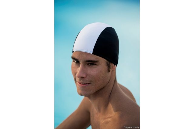 Fabric swimcap for men FASHY 3241 22 black/white Juoda/balta Fabric swimcap for men FASHY 3241 22 black/white