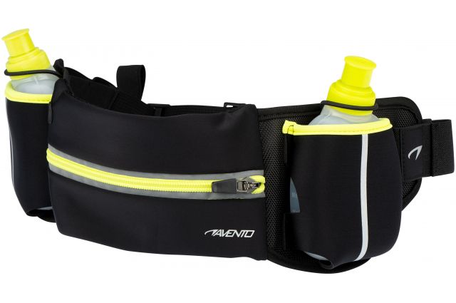 Hip bag with bottles AVENTO 44RA Black/Fluorescent yellow Hip bag with bottles AVENTO 44RA Black/Fluorescent yellow
