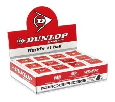 Squash ball Dunlop PROGRESS 1 red dot 12 ball box WSF official