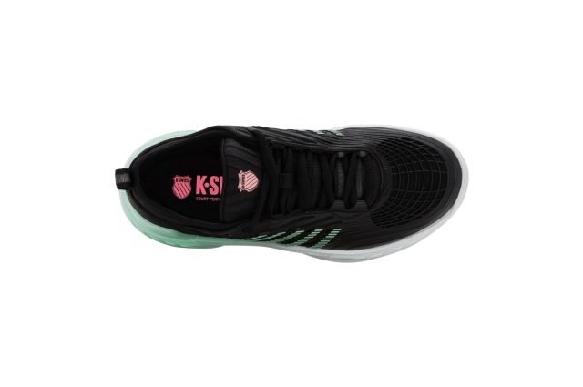 Tennis shoes for ladies K-SWISS HYPERCOURT SUPREME 2 CLAY black/neon mint/white Juoda