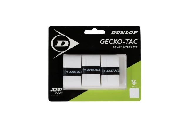 Tennis racket overgrip DUNLOP GECKO-TAC ATP 3pcs, white Balta Tennis racket overgrip DUNLOP GECKO-TAC ATP 3pcs, white