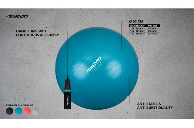 Gym Ball AVENTO 42OD 65cm +pomp Blue Gym Ball AVENTO 42OD 65cm +pomp Blue