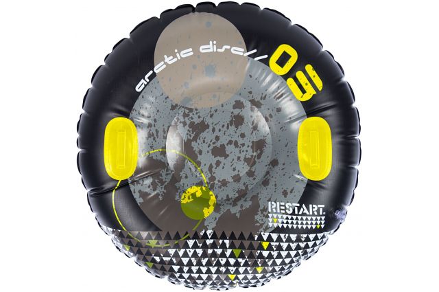 Pripučiama sniego čiuožynė RESTART ARCTIC DISC 90 cm Juoda/pilka/geltona Pripučiama sniego čiuožynė RESTART ARCTIC DISC 90 cm