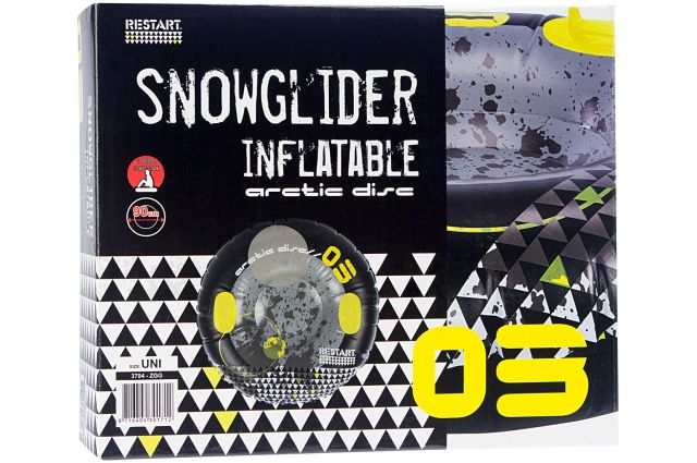 Inflatable snow glider RESTART ARCTIC DISC 90 cm Juoda/pilka/geltona Inflatable snow glider RESTART ARCTIC DISC 90 cm