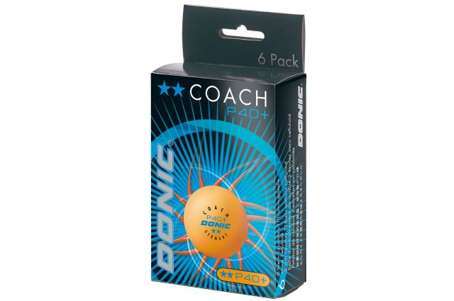 Table tennis ball DONIC P40+ Coach 2 star  6 pcs Orange Table tennis ball DONIC P40+ Coach 2 star  6 pcs Orange