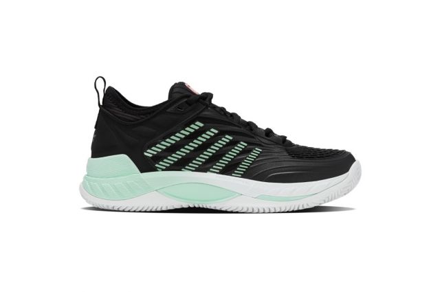 Tennis shoes for ladies K-SWISS HYPERCOURT SUPREME 2 CLAY black/neon mint/white Juoda