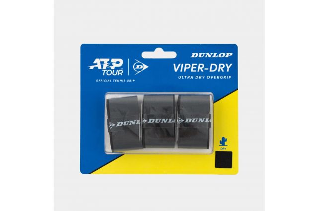 Teniso raketės virš. apvija DUNLOP VIPERDRY ATP overgrip, black Juoda Teniso raketės virš. apvija DUNLOP VIPERDRY ATP overgrip, black