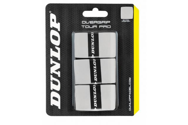 Padel racket overgrip Dunlop TOUR PRO 3-blister white, Padel racket overgrip Dunlop TOUR PRO 3-blister white