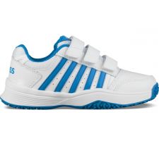 Tennis shoes for kids K-SWISS COURT SMASH STRAP OMNI white/blue, size UK 1,5 (EU 33,5)