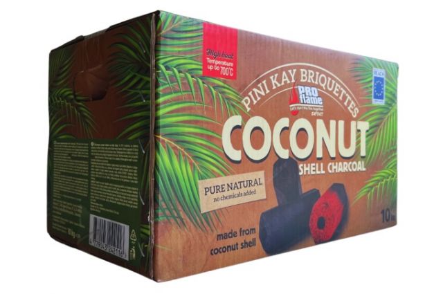 Briketai kokoso riešutų kevalų anglies PINI KAY 10 kg Briketai kokoso riešutų kevalų anglies PINI KAY 10 kg
