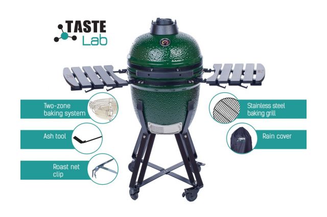 Ceramic barbecue KAMADO TasteLab 18'' Green with accessories Ceramic barbecue KAMADO TasteLab 18'' Green with accessories